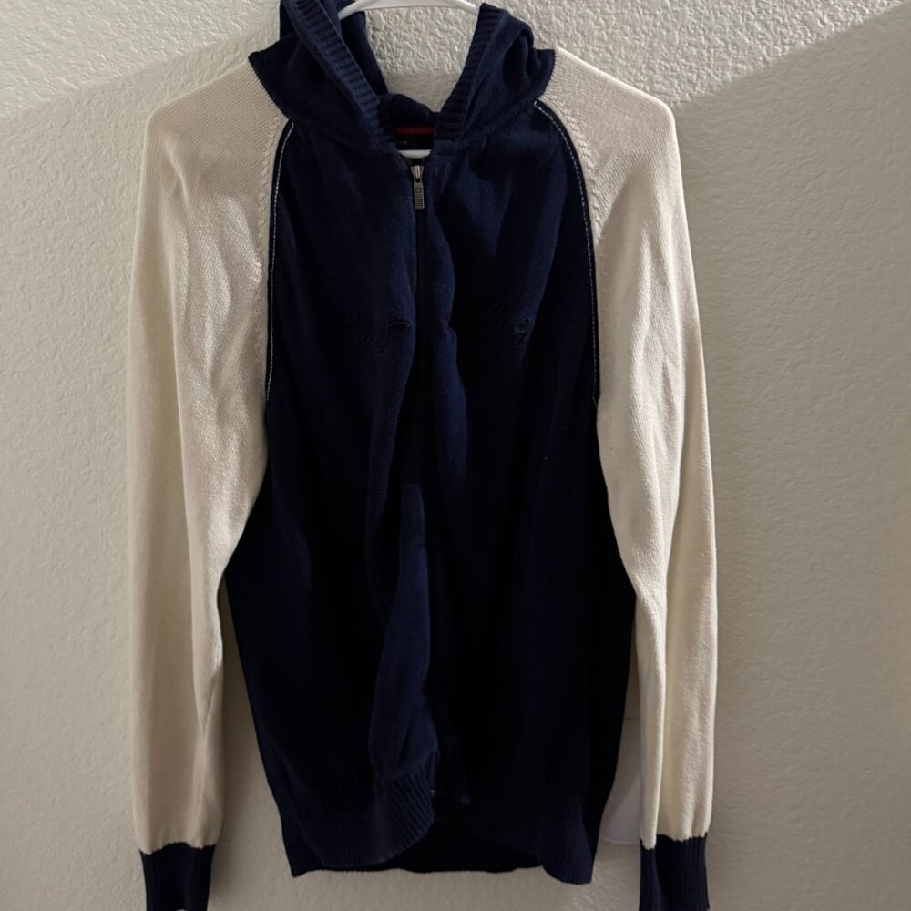 Tommy Hilfiger hooded sweater women size L Beige/navy